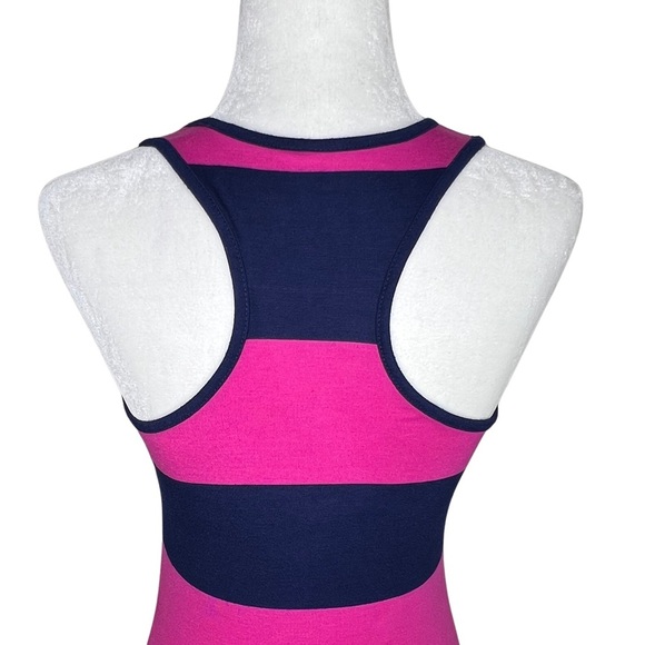 6 degrees Maxi Dress Stretchy Striped Racerback Fuchsia Hot Pink Navy Blue XS - Picture 9 of 11